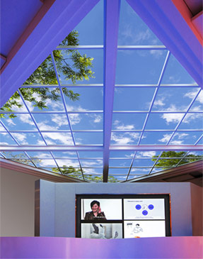 Sky Factory's Luminous SkyCeiling at the Orange Telecom HQ reception in Paris